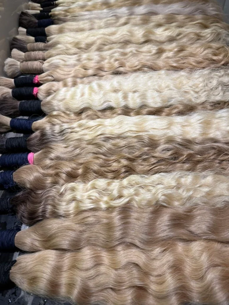Bleached blonde Uzbek human hair extensions